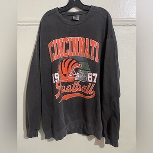 Comfort Colors Cincinnati Football Black Crewneck Sweater